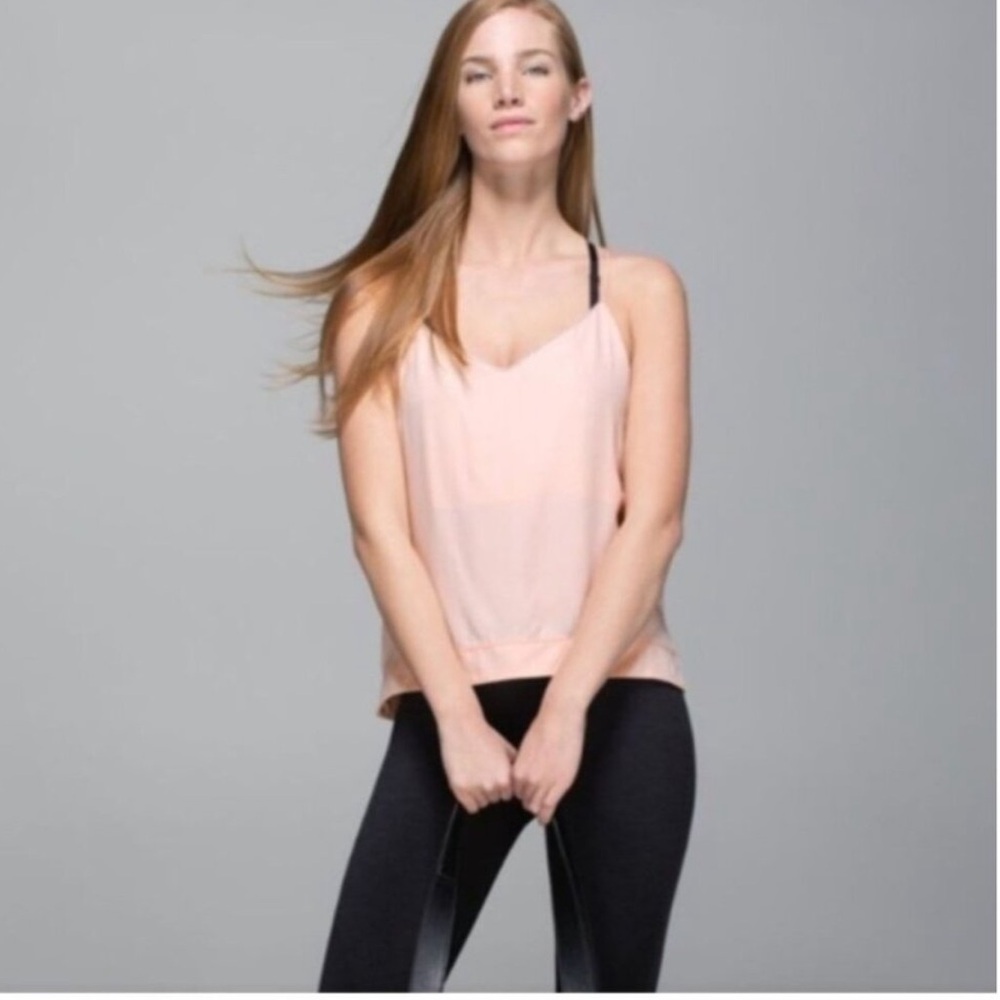 Lululemon Women's Wake & Flow Camisole Top Butter Pink Racerback size 10 large